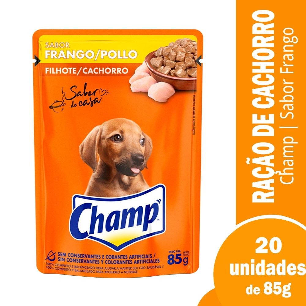 Ração Para Cachorro Filhote Champ Frango Sache 85G - Embalagem com 20 Unidades