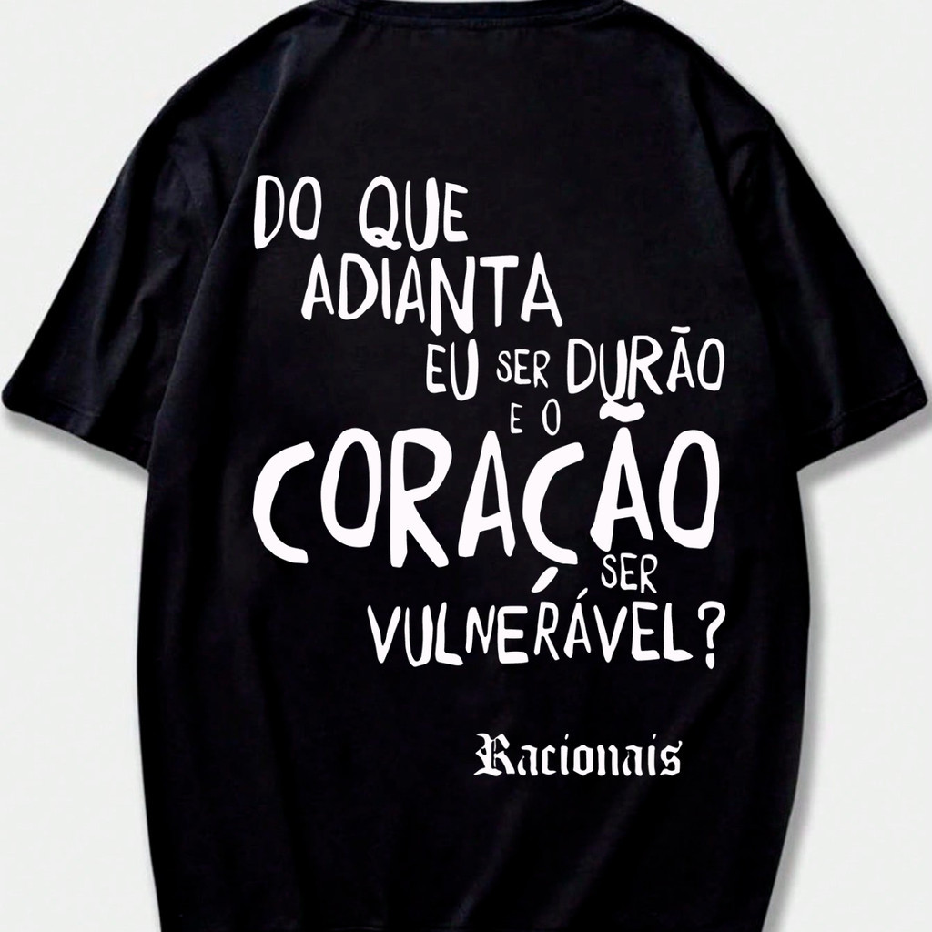 Camiseta Racionais Coração Vulneravel Unissex 100% Algodão Streetwear Lançamento Envio Varias Cores!! ENVIO RAPIDO