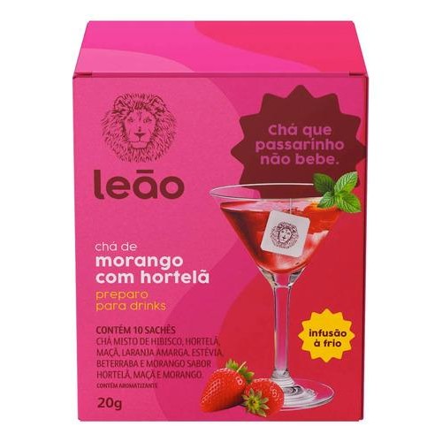 Chá Morango E Hortelã Leão 10 Sachês