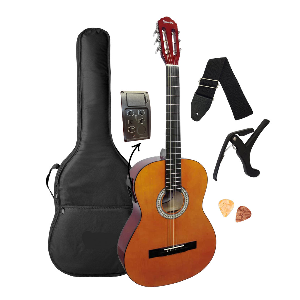 Violão Elétrico Aço Destro Adulto Giannini Start S-14 EQ N Clássico + Acessórios