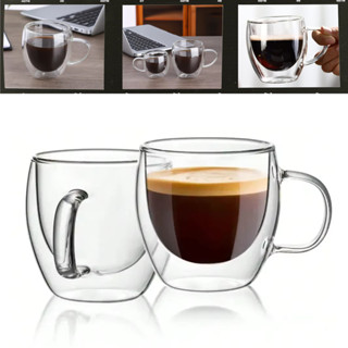 Kit 1 até 4 Canecas de Vidro Borossilicato Xicara Parede Dupla 80 ml Café Chá Sofisticada Dolce Gusto em Oferta na Shopee