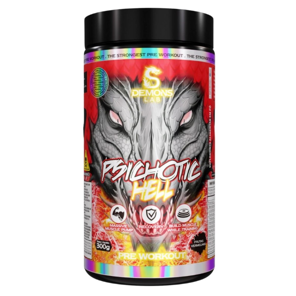 Pré Treino Psichotic Hell Pote 300g Demons Lab em Oferta na Shopee