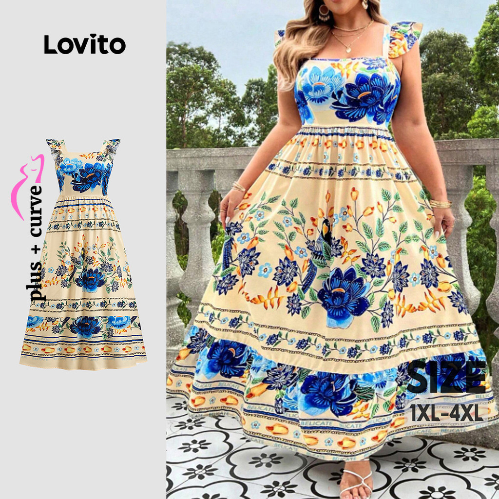 Lovito Vestido feminino Casual Plus Size com estampa Tribal e zíper  LBL22527 - Women Clothes
