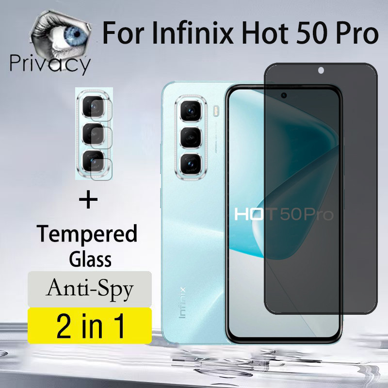 2 Em 1 Película Privacidade infinix Hot 50 Pro Anti-Espionagem Protetor Temperado Para infinix Hot 50i 40i 30i Pro 4G5G