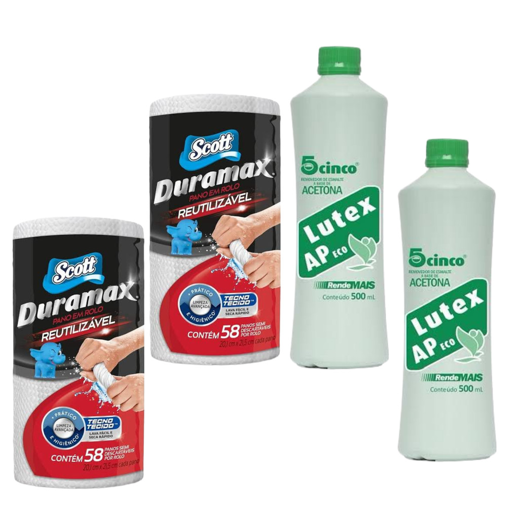 2 Rolo Duramax Scott Reutilzavel com 58 UNID Manicure com 2 Removedor de Esmalte Lutex 500ml em Oferta na Shopee