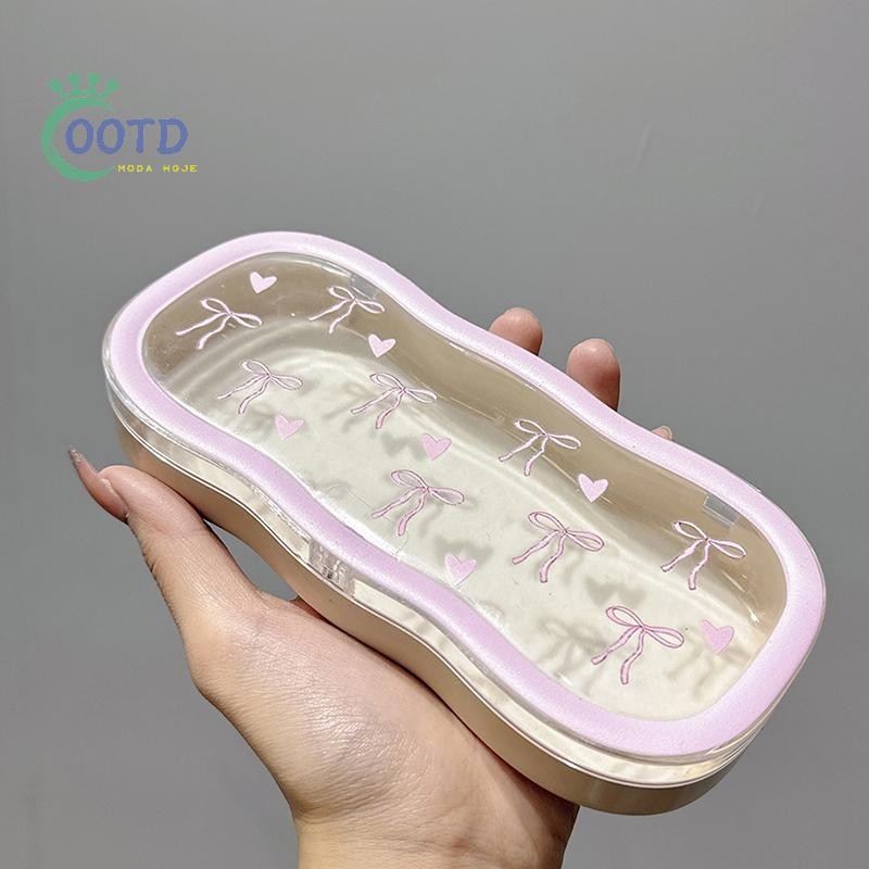 Moda Hoje Transparente Arco Óculos Caso Bonito Viagem Portátil Caixa De Armazenamento Para Mulheres De Sol .