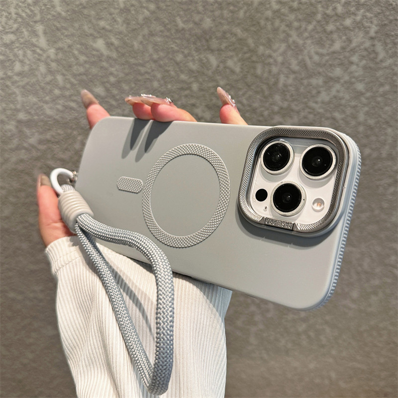 Capa protetora magnética Magsafe líquida com sensação de pele iPhone16 ProMax 15 14 13 12 11 Suporte de lente com tudo i