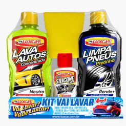 Kit Lava Carro Silicone + Esponja + Pneu Pretinho + Shampoo