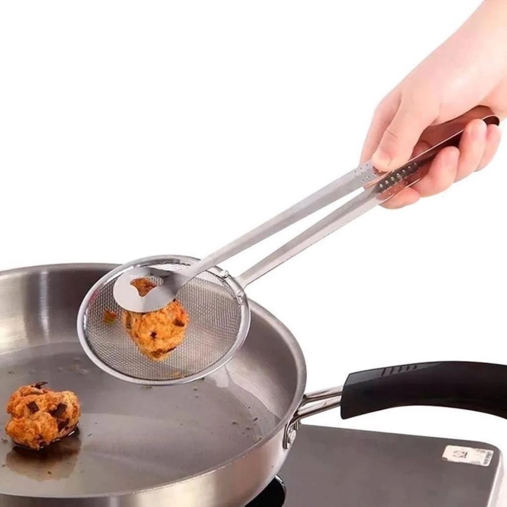 Escumadeira Pegadora 28 x 10 x 3 CM Para Frituras Aço Inox Para Coxinha, Batata, Pastel universal