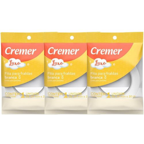 Kit C/3 Und. Fita Adesiva Branca P/fralda Cremer 19mm X 20m em Oferta na Shopee
