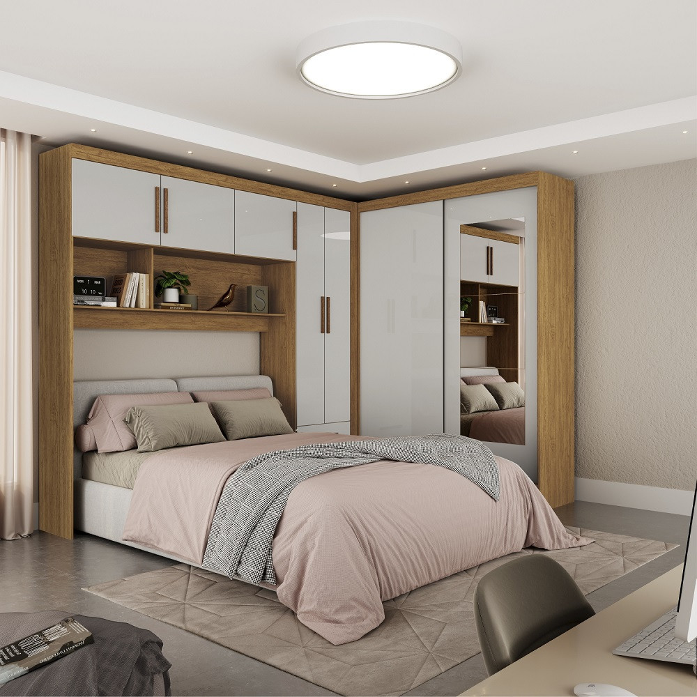 Quarto Modulado Casal com Espelho 7 Portas Belém Carioca Móveis em Oferta na Shopee