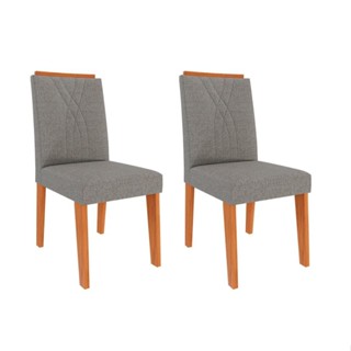 Conjunto com 2 Cadeiras Nicole Linho Grafite e Cinamomo em Oferta na Shopee