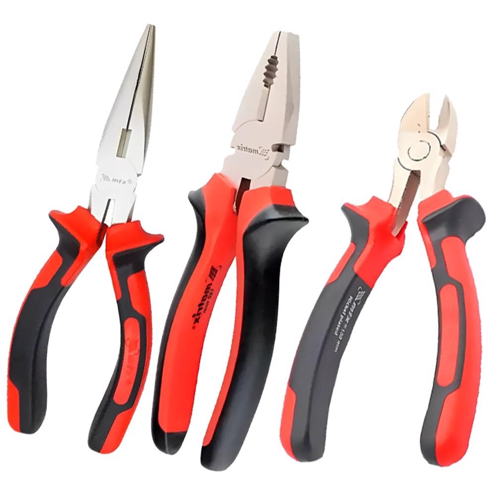Jogo de Alicates Bico Meia Cana, Diagonal e Universal MTX em Oferta na Shopee