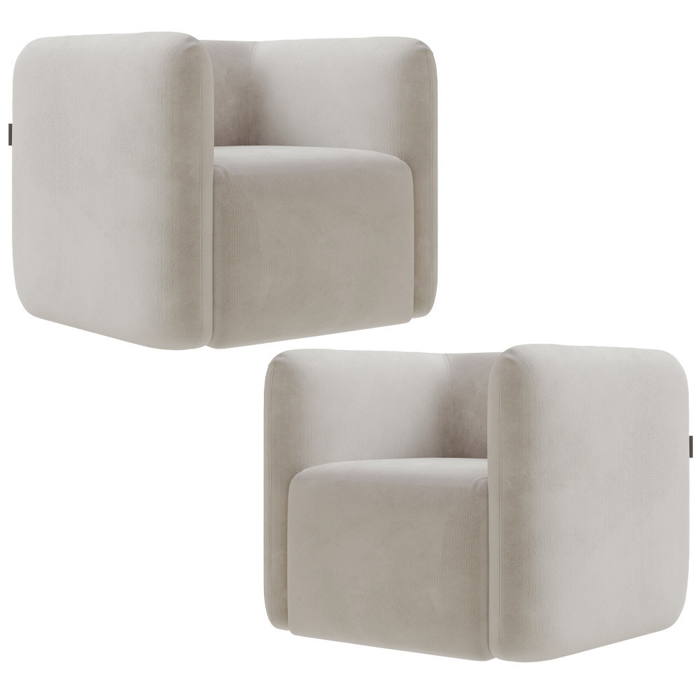 Kit 02 Poltronas Decorativas Para Sala de Estar Fixa Living Peônia K01 Veludo Bege - Lyam Decor - Home & Living