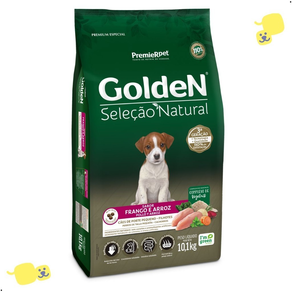 Golden Seleção Natural Cães Filhote PP Frango & Arroz 10,1Kg em Oferta na Shopee