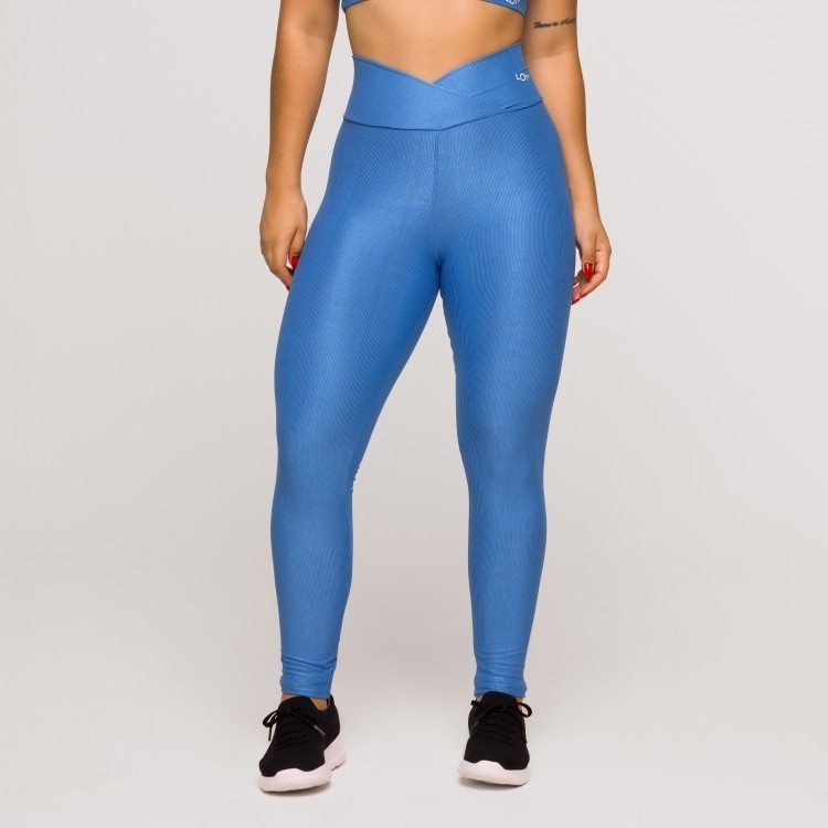 Legging Fitness Feminina Academia Poliamida Cós Cruzado Azul em Oferta na Shopee
