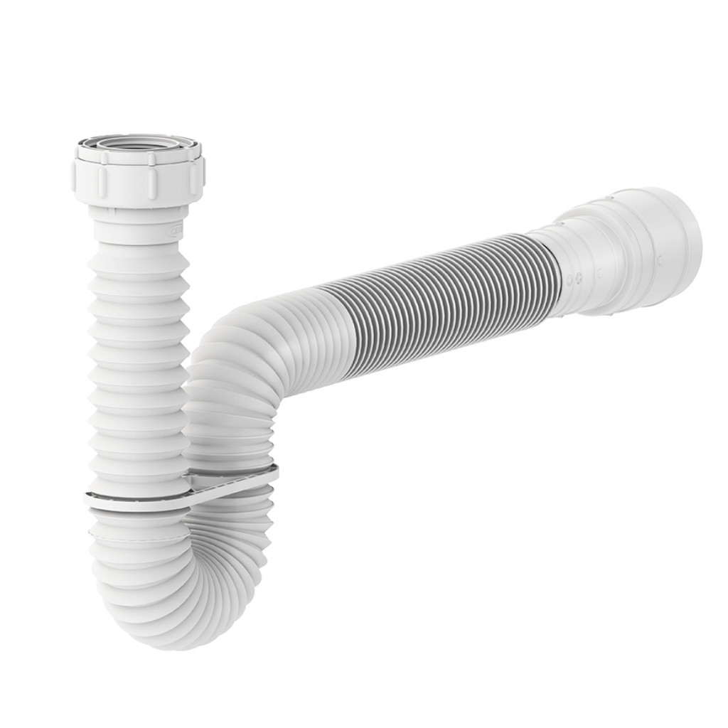 Sifão Sanfonado Tubo Extensível PVC 1,70m Com Suporte Branco Universal 7157 Censi