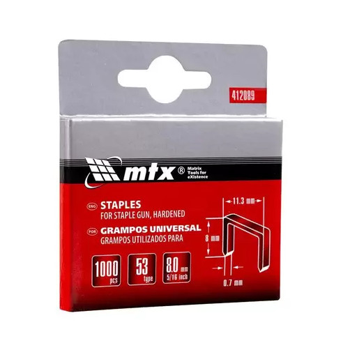 Grampos 8Mm Temperado Para Grampeadores Tipo 53 1000 Pcs mtx