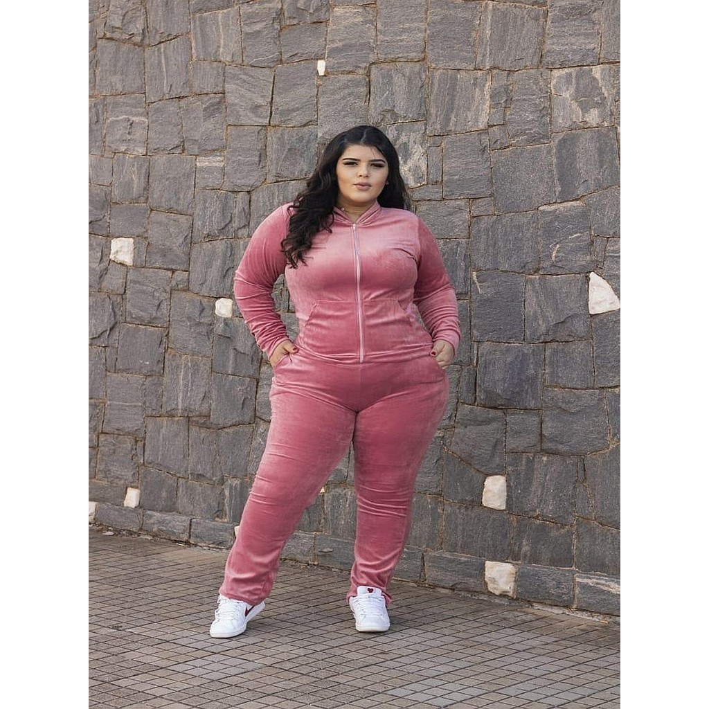 KOLIN MODA conjunto de veludo de plush feminino tamnaho plusize outono inverno