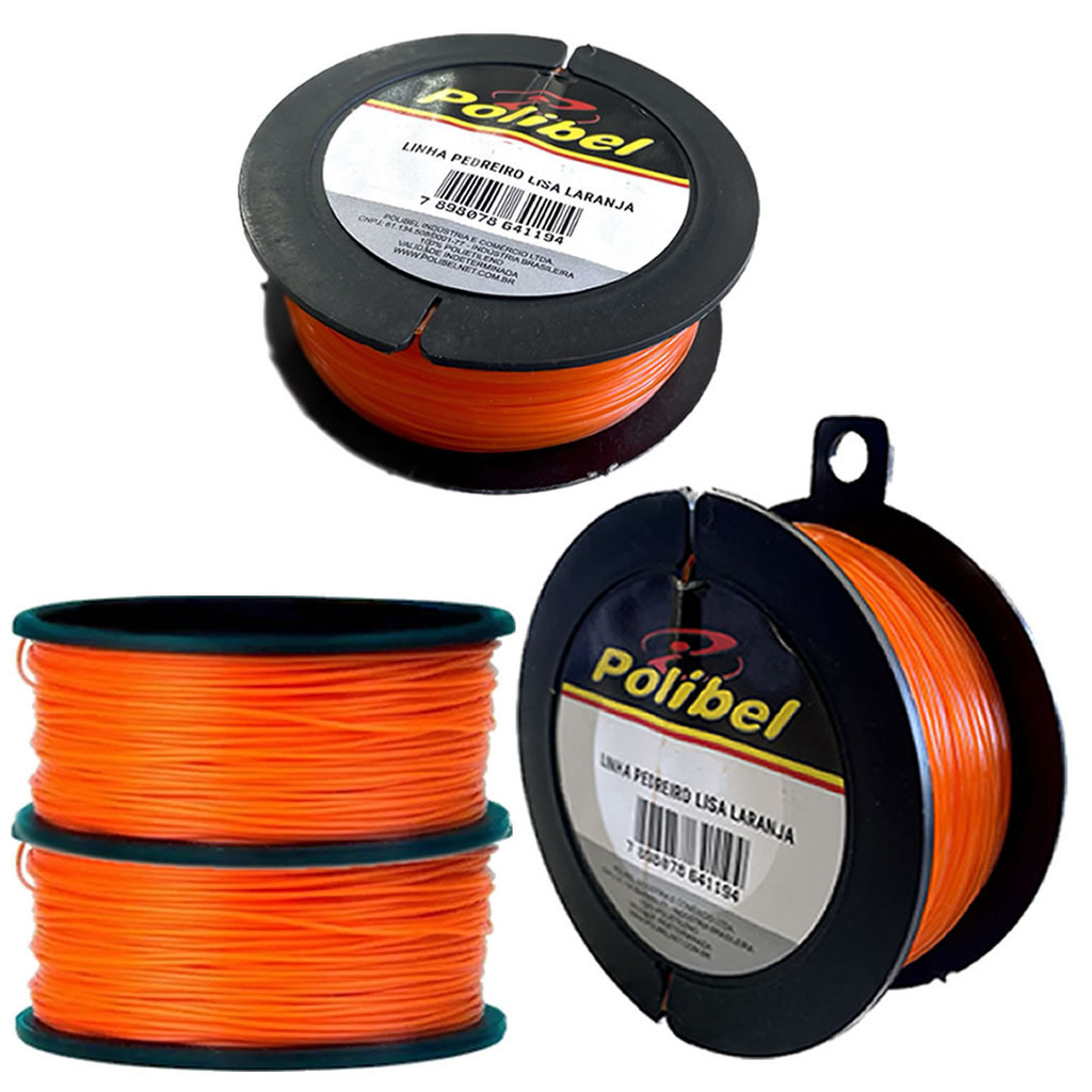 Kit 4 Linhas Nylon p/ Pedreiro Lisa Laranja 50mts Polibel em Oferta na Shopee