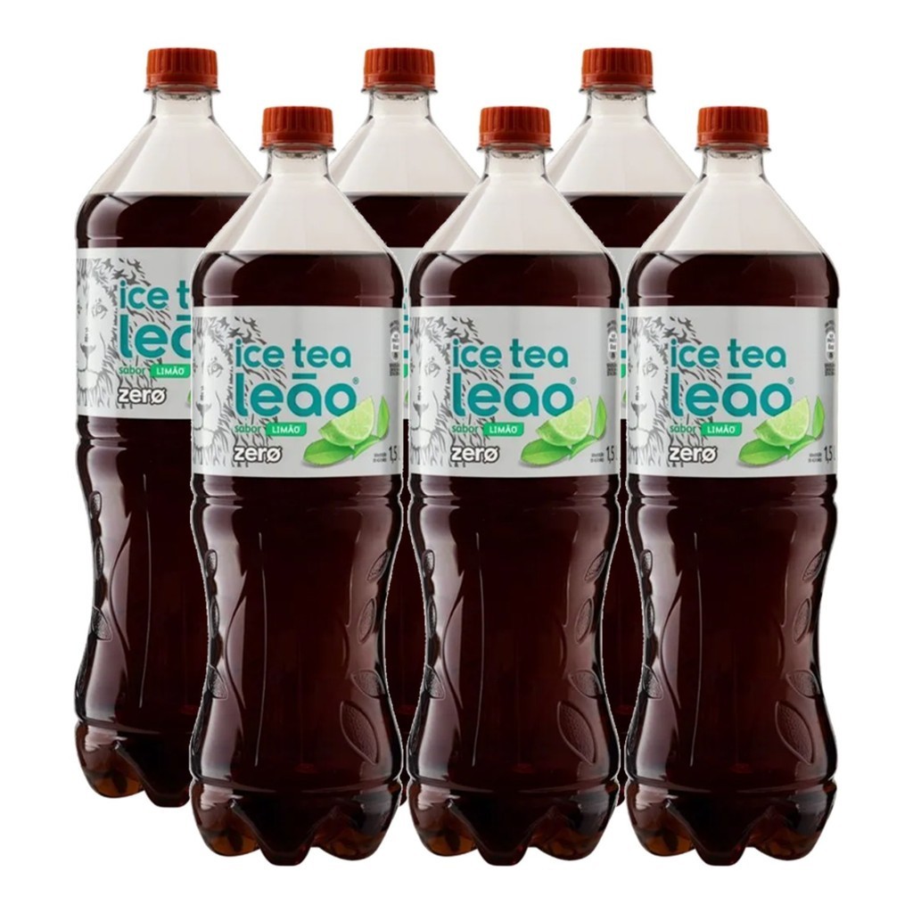 Kit c/ 6und Chá Preto Ice Tea Limão Leão Zero Garrafa 1,5L