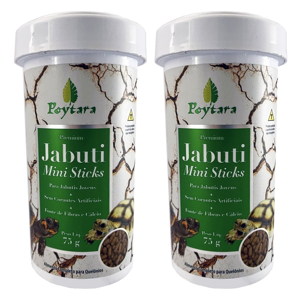 Novo Kit 2 rações Premium p/ Jabuti Poytara Mini Sticks 75g
