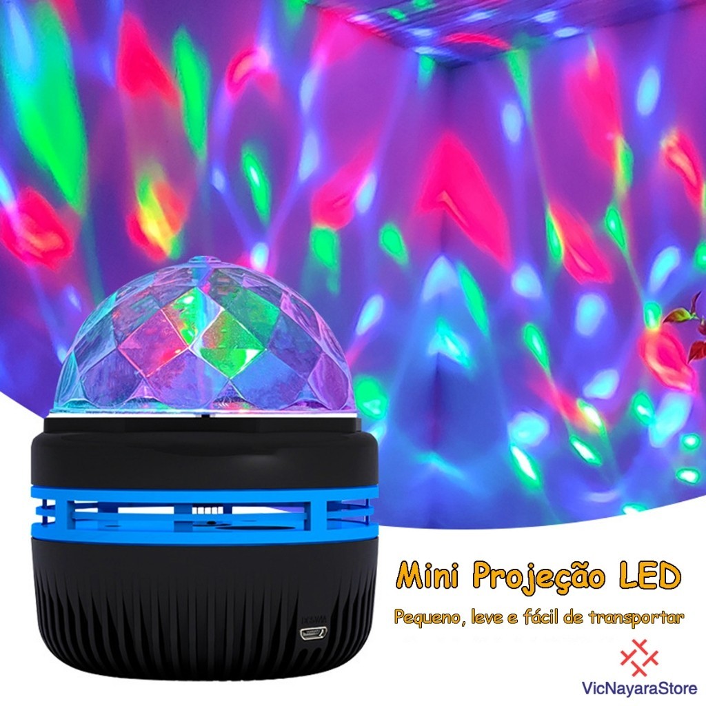 Mini Projetor Galáxia Luminária Projetor Cristal Mágico Luz De Projeção Rotativa Luz Noturna LED  Quarto Abajur Infantil