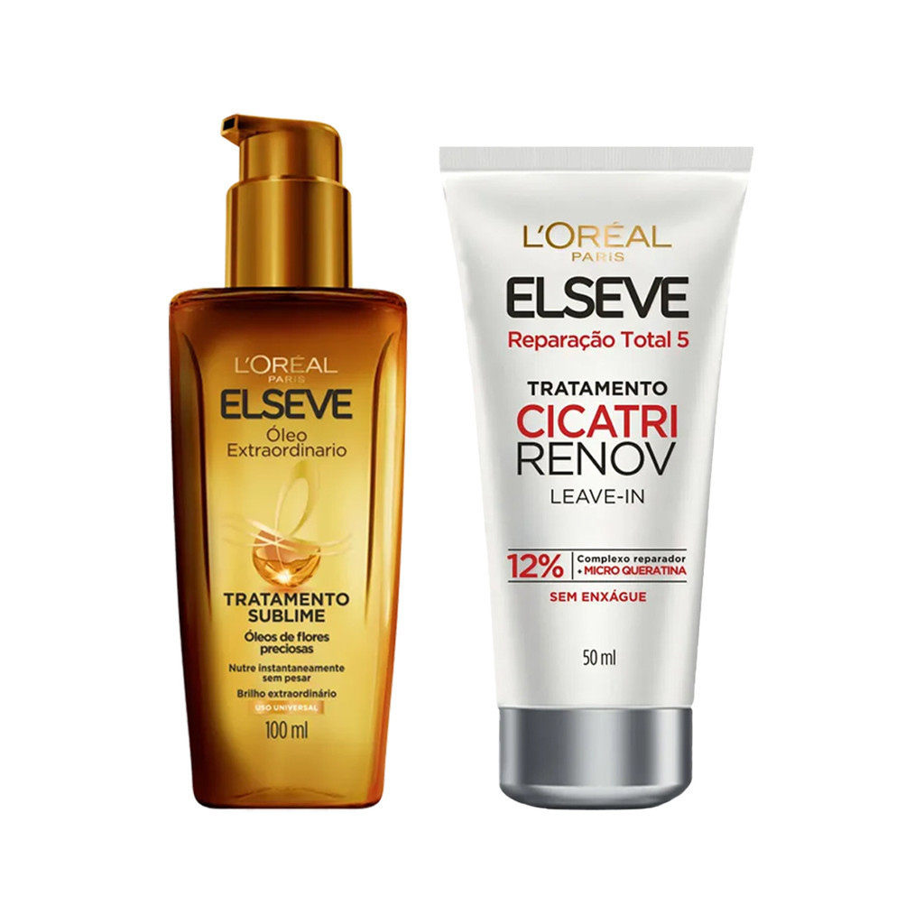 KIT ÓLEO EXTRAORDINÁRIO + CICATRI RENOV 50ML ELSEVE LORÉAL PARIS em Oferta na Shopee