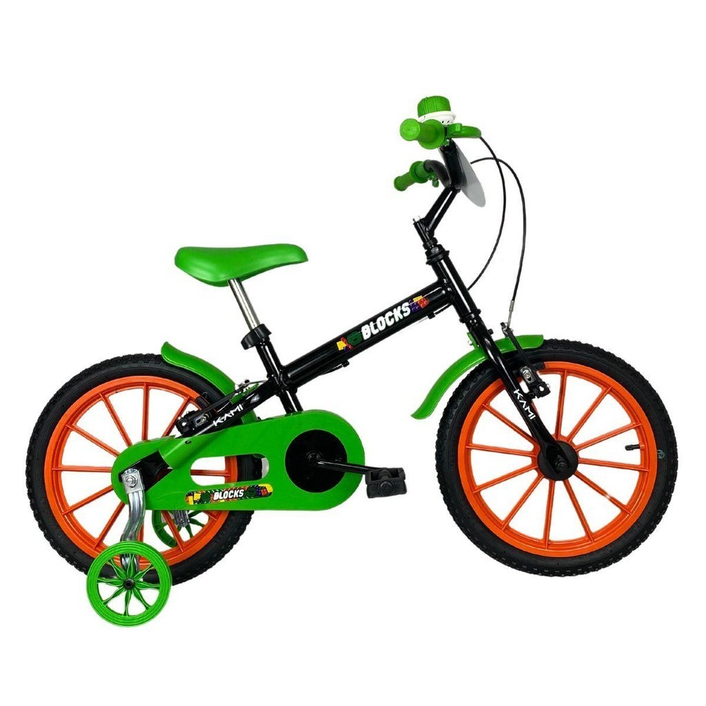 Bicicleta Infantil Aro 16 Quadro T Menino Kami Blocks Verde