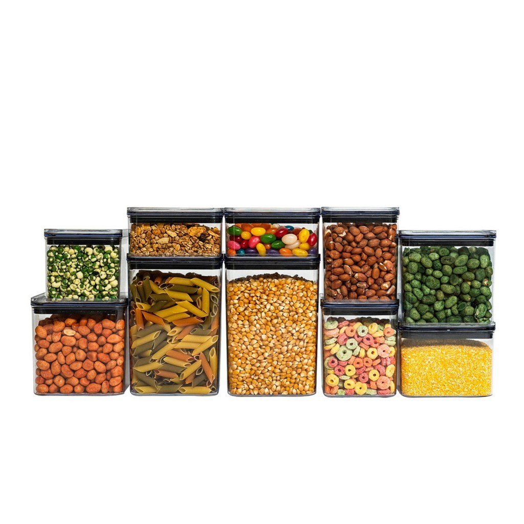 Kit 10 potes de acrílico com tampa herméticos quadrado - Tud