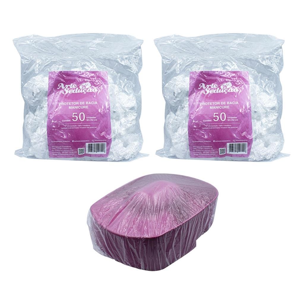 Combo 100 Protetores de Bacia de Mãos Manicure Descartáveis, Arte Sedução Unhas Salão Esmalteria Spa