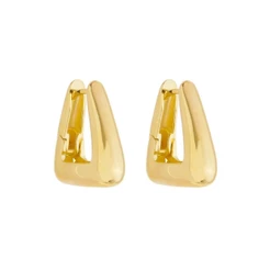 BRINCO ARGOLA TRIANGULAR EMILY P FOLHEADO A OURO 18K PIUKA