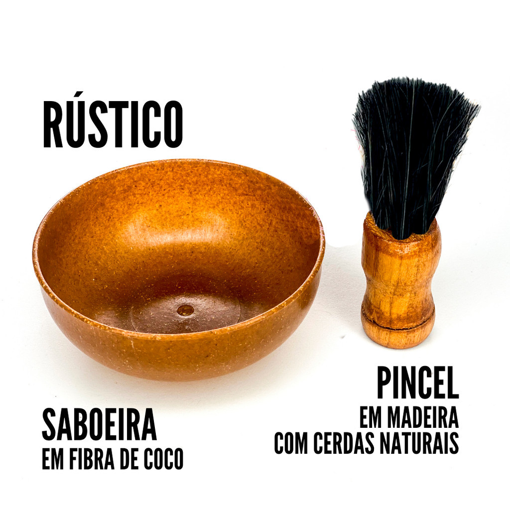 Saboeira e Pincel Rústico Barber em Madeira com Cerdas Naturais para Barbear em Oferta na Shopee