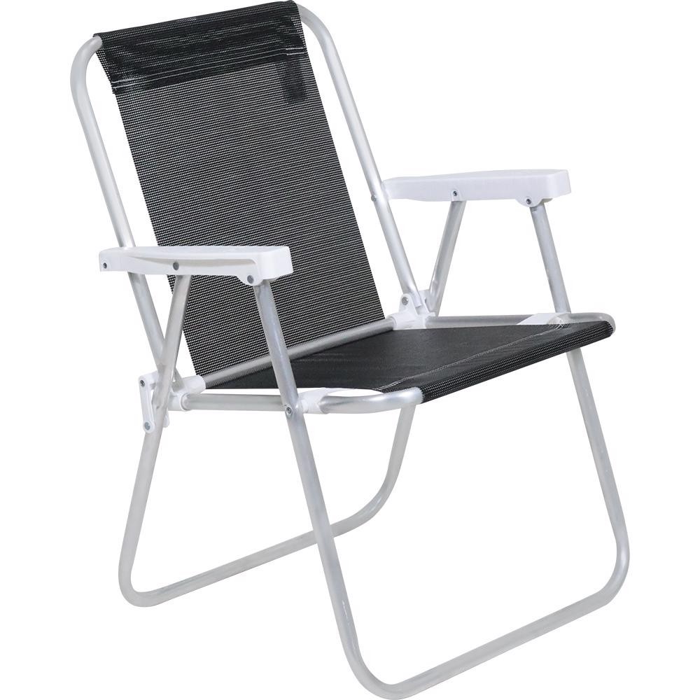 Cadeira de Praia Alta Sannet Aluminio Preta 023574 BEL em Oferta na Shopee