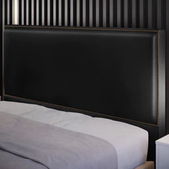 Cabeceira Box Queen 160cm Com Tachas Vicenza L02 Couríssimo Preto - Lyam Decor