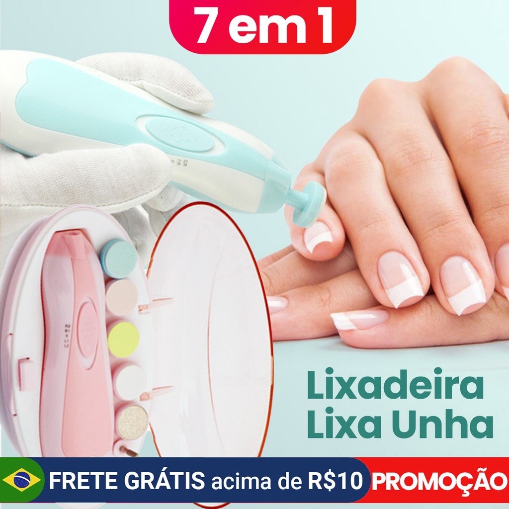 Lixadeira Lixa De Unha Alicate de unha Remover 7 em 1 Manicure Cutícula Portátil Recarregável Salon Nails Lixa e moedor de unhas para bebês