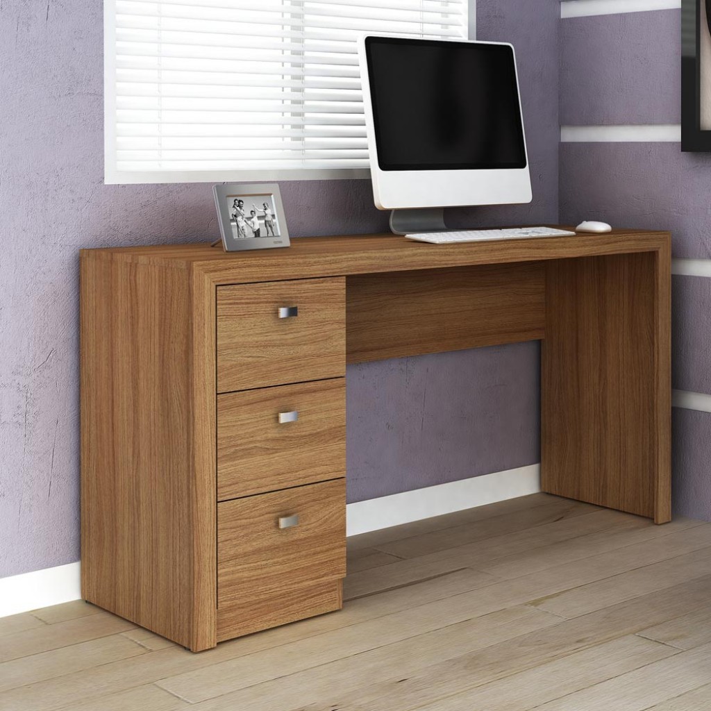 Mesa para Computador 3 Gavetas Amendoa Me4102 - Tecno Mobili em Oferta na Shopee