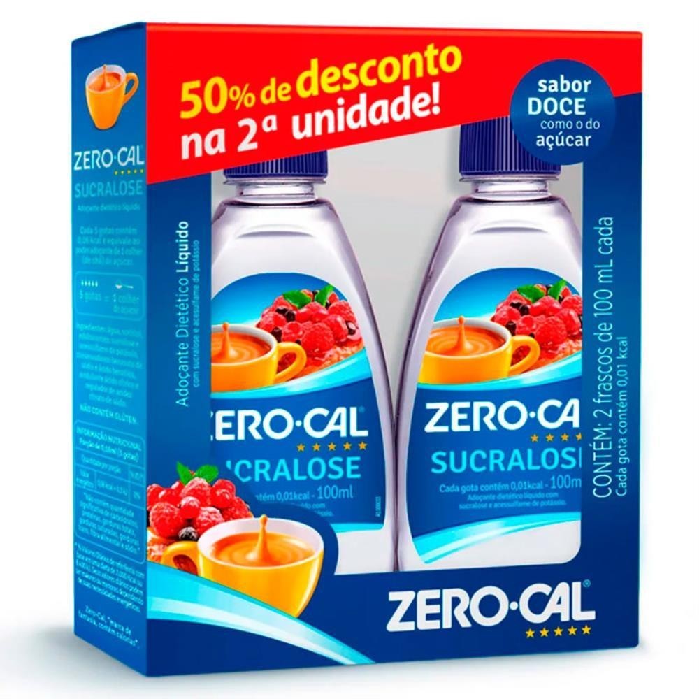KIT ADOÇANTE ZERO-CAL COM 50% DE DESCONTO NA SEGUNDA UNIDADE