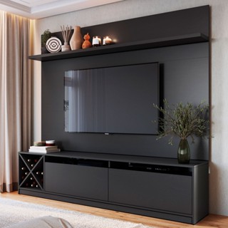 RACK COM PAINEL PARA TV ATÉ 60 POLEGADAS 2 PORTAS 2023 PTX PRETO - QUIDITÁ MÓVEIS em Oferta na Shopee