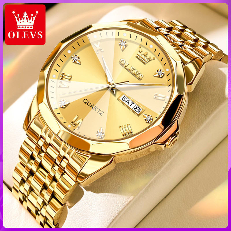 OLEVS marca relógio de moda escala romana duplo calendário relógio de quartzo relógio masculino impermeável relógio masculino relógio masculino