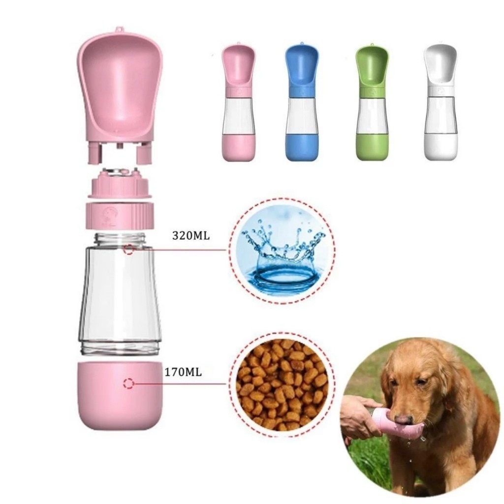490ML 2 Em 1 Garrafa De Água Portátil Para Gatos Cães E Dispensador Multifuncional em Oferta na Shopee