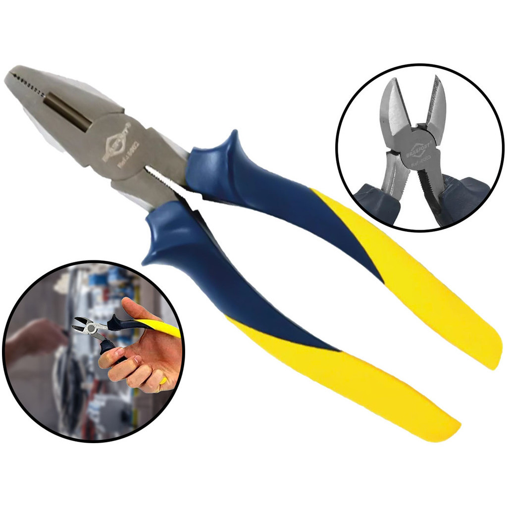 Alicate Universal Polido 7 Polegadas Profissional Cabo Emborrachado 117mm Brasfort em Oferta na Shopee