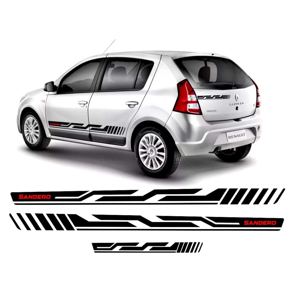 Kit 3 Adesivos Faixa Lateral E Traseira Renault Sandero Sport Tuning Acessórios Personalizados RN54 em Oferta na Shopee