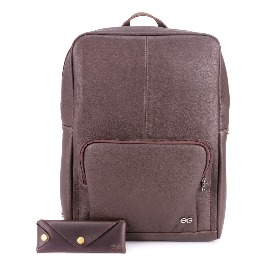 Mochila De Couro Legítimo Bolsa P/ Notebook Executiva Slim