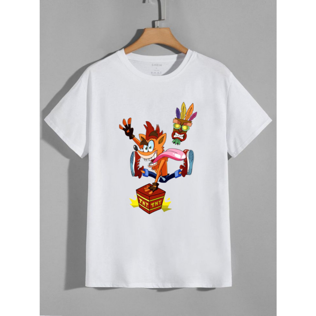 Camiseta Crash Bandicoot TNT Adulto e Infantil Game Jogo Criança Desenho Camisa Algodão Masculina Feminina Unissex