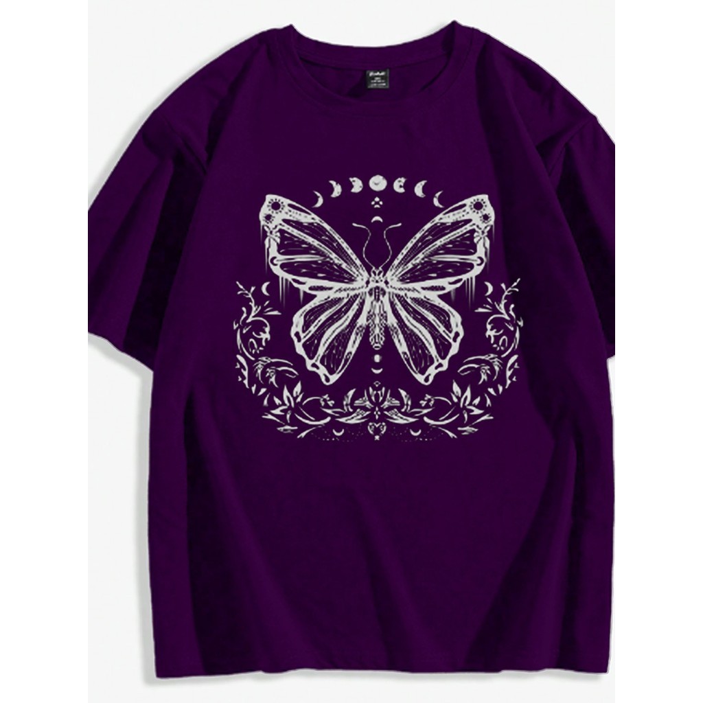 Camiseta Oversized Moda Gringa Life Style Plus Size Larga Confortável  Estampada Desenho Fases Lua