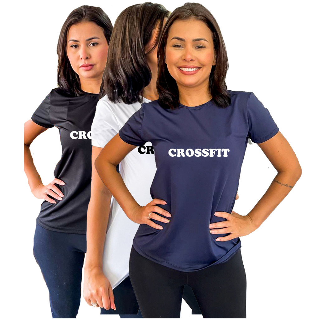 Kit 3 Camiseta Feminina Crossfit Academia Atividade Leve Dia a Dia Exercícios Físicos Conforto Vestimenta Esportiva