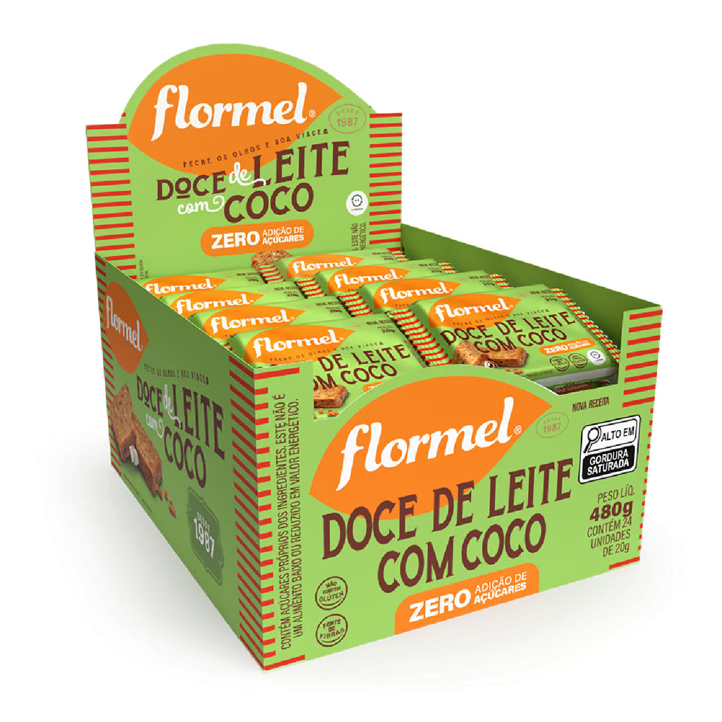 Doce de Leite com Coco - Zero Açúcar Adicional 24UN - Flormel