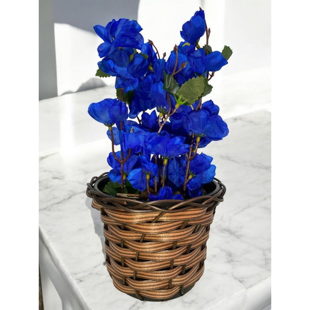 Arranjo Buquê Cerejeira no Vaso de Vime Grande Com Enchimento De Argila e Casca de Árvores Decoração Artificial p/ Casa — imagem 2 de 2