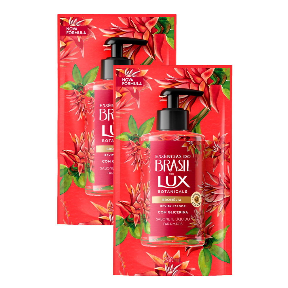 Kit 2 Sabonete Líquido para Mãos Lux Essências do Brasil Bromélia Refil 240ml - Beauty
